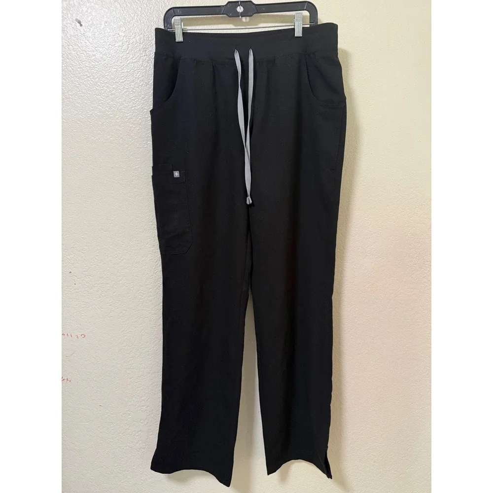FIGS Kade Cargo Scrub Pants Black Straight Leg 6 Pocket FIONx 1000219T Mens XL